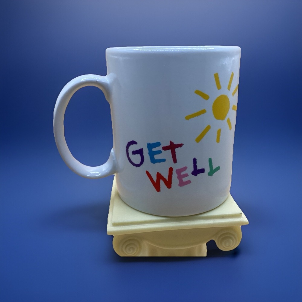 Vtg 'Get‎ Well' Mug Cup Teleflora White Sunshine Colorful Writing Gift 12oz
